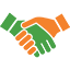 An icon of two personality colors shaking hands